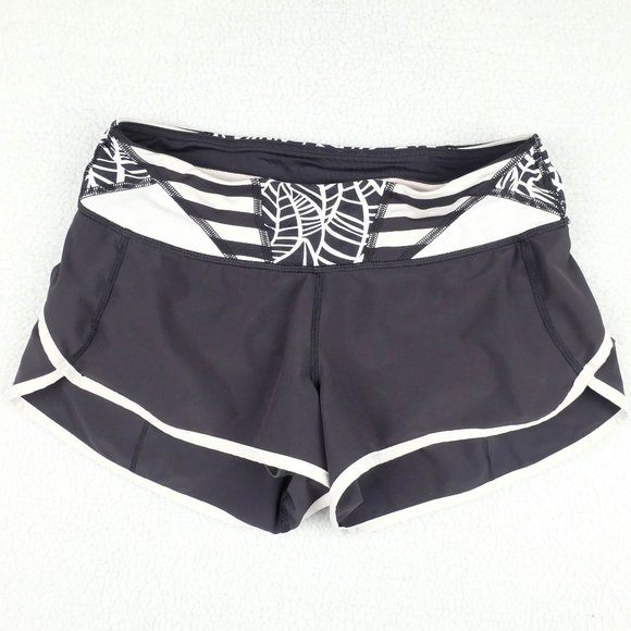 lululemon athletica Pants - Lululemon Short Shorts Womens 4 Black White Geometric Athleisure Athletic